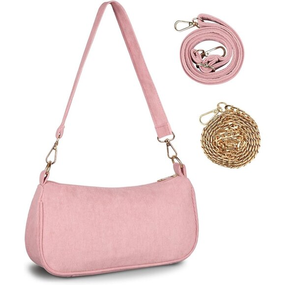 Women's Pink Tote Handbag Clutch Purse Crescent Underarm Bag Cross Body Bags - Picture 1 of 7